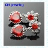 Wholesale Fashion garnet heart-shaped cz earring