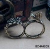 Wholesale Fashion alloy double finger ring with animals