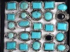 Turquoise & metal alloy with Tibet silver plated rings