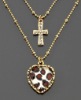 Wholesale Fashion Cross and Leopard Heart Necklace