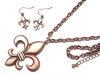 Wholesale Crystal stud fleur de lis deco key pendant necklace