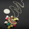 Wholesale long chain necklace with fan pendants,plastic beads