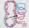 Wholesale plastic mot beads/fashion necklace with heart bangle and ring set