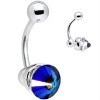 charming 925 Sterling silver navel ring designed with a Austrian crystal