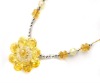 Wholesale shiny sunflower handmade necklace with yellow cz stone