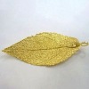 Wholesale 24k gold plating natural evergreen leaf pendant & necklace