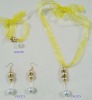 Wholesale 2011 Fashion yellow fabric pearl beaded necklaces set