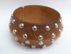 Wholesale rivet wood bracelet