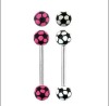 Wholesale high quality UV soccer logo body barbell jewelry acrylic tongue piercing