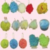 Wholesale bath flower nylon sponge with loop bath cleaning puff