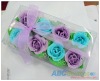 eight soap flowers with leafs