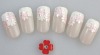 Wholesale 24pcs pink flower white tip bare nail kit
