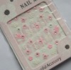 Wholesale fashion design pink rose with jewelry 3D nail art sticker, nail decoration