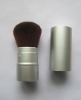 Wholesale matt silver nylon hair retractable cosmetic brush
