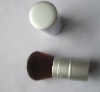 Wholesale matt silver nylon hair retractable powder brush