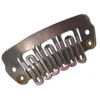 Coffee 3.2 cm with 6 teeth U shape Stainless steel wig clips/ Toupee clips/Hair extension clips with rubber