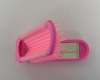 Wholesale travel foldable cosmetic mirror with hair brush