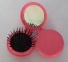 pink color foldable comb with mirror