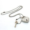 Wholesale heart shape lock insert rhinestones with nice chains,nice for necklace