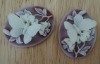 Wholesale Loose 40x30 butterfly floral cameos -- ruby