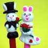 Wholesale soft ceramic rabbit ball pen,toy ball pen