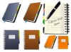 Wholesale PU leather hardcover sprial notebook with pen