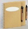 Wholesale natural spiral notebook with eco penholder