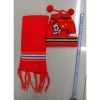 Wholesale 100% Acrylic Red Jacquard Applique Embroidery Printing Fashion Kids Winter Knitted Hat And Scarf Set