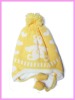 Wholesale 2011 wool kintted kids winter hat with wool ball/wool hat