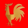 folded golden paper rooster toy