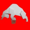 folded white paper bull toy