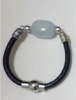 Wholesale Ladies leather strap alloy magnetic clasp jade bangle,paypal accept