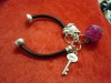 Wholesale Ladies fashion leather magnetic clasp amethyst bangle,paypal accept