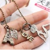 Wholesale Beautiful Europe and America Style charm Eiffel Tower ,fashion lady and silver leaf necklace