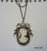 Wholesale bronze base beauty head necklace came