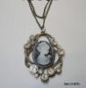 Wholesale bronze base rhinestone setting Audrey Hepburn pendant necklace