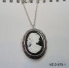 Wholesale bronze beauty head photo frame necklace