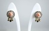 Wholesale Resin Pink Flower in Centre with Surrounding Rhinestone Earring Jewelry Earring Ladies Jewelry Accessories Earring