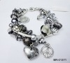 Wholesale handcrafted natural stone faceted beads bracelet with heart&peace pendant