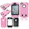 Wholesale robot sweet pink hard rubberized case cver for iphone4g
