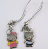 Wholesale Lovely Couple Cell Phone Strap, Silvery white,Zinc Alloy