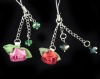 Wholesale handmade fabric flower crystal cell phone charms