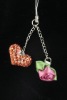Wholesale cell phone charm with flower rhinestone heart
