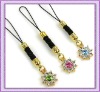 Wholesale Flower Mobile Phone Charm decroated with shiny rhinestone