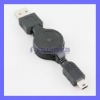 M/M USB A to mini USB B 5 Pin Retractable Cable for MP3