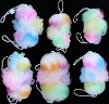 Wholesale bath sponge bath ball with a toy bath flower with a plastic handble,wood handle, loofah,scrubber,scrub,artifical flower