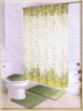 Printed green PVC/ PE coated shower curtain 024