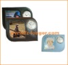 Wholesale Simple and elegant promotion gift leather photo frame clock