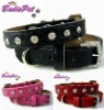 Top Quality 100% Genuine Cow Leather Singel Row Rhinestones Dog Collar