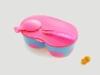 Wholesale Functional 2 section plastic baby bowl with spoon